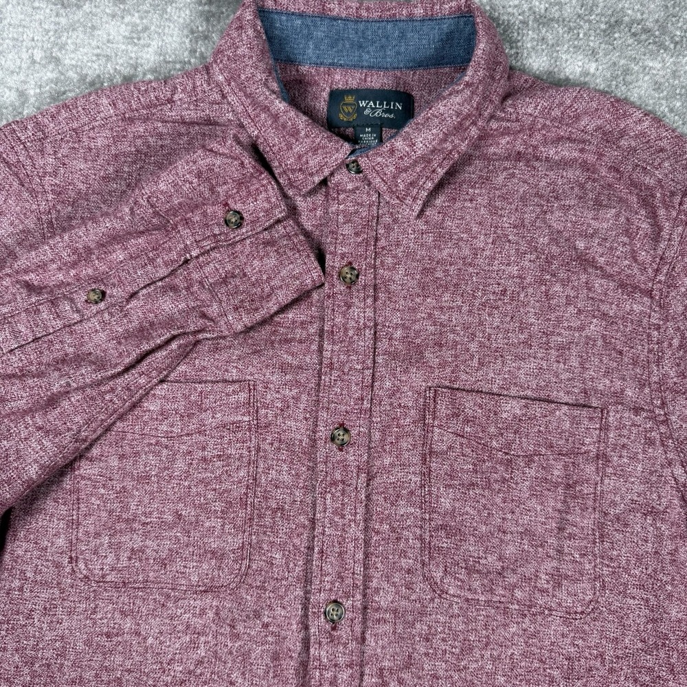 Wallin &‎ Bros Shirt Men's Medium Red Long Sleeve Button Up Flannel Pockets